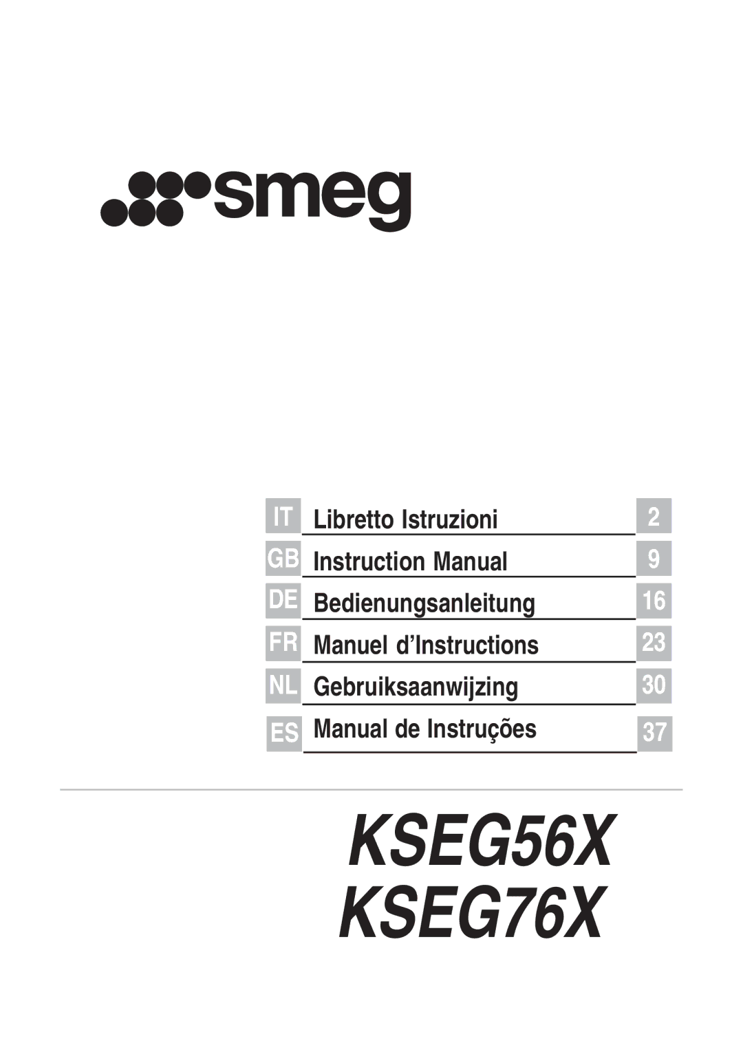 Smeg instruction manual KSEG56X KSEG76X 