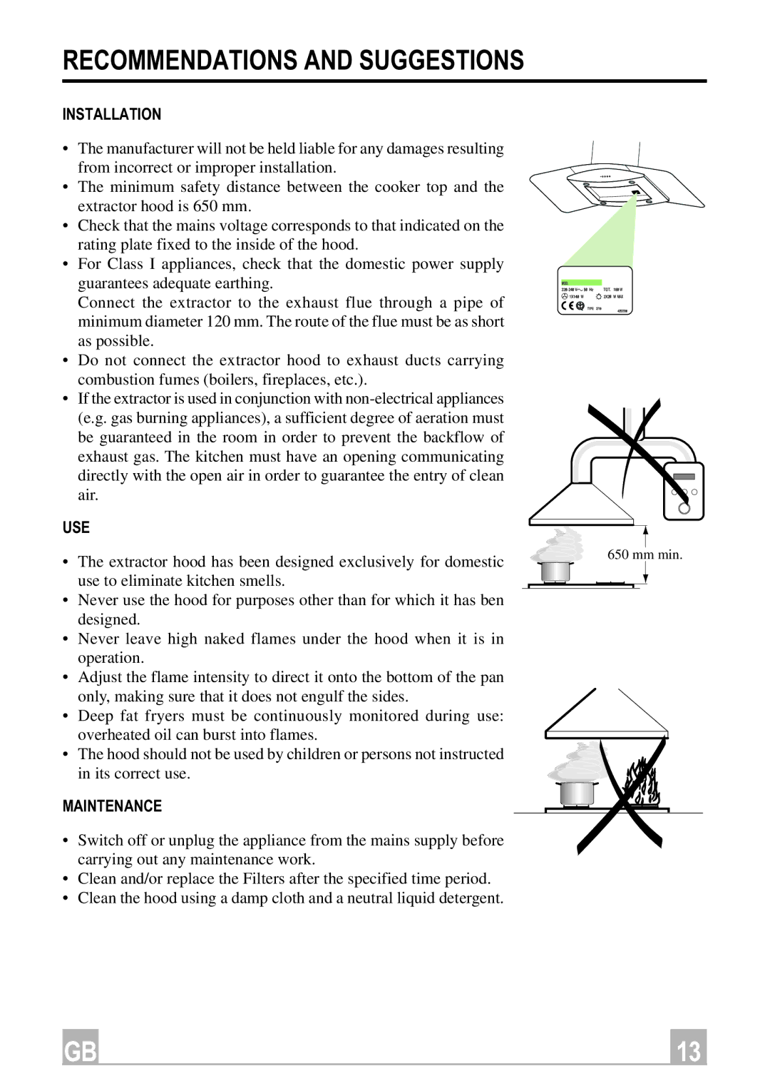 Smeg KSEIV96X instruction manual Recommendations and Suggestions, Installation, Use, Maintenance 