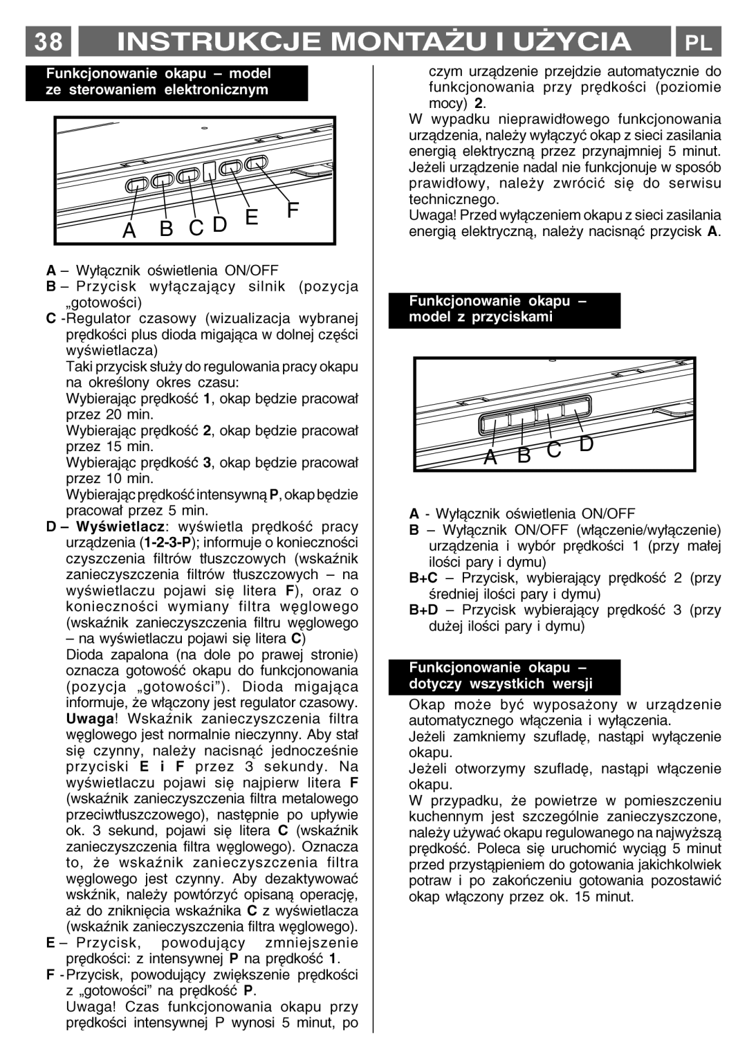 Smeg KSET650X manual Ozn, †-Przycisk,†powodjcy†zwiÍkszenie†prÍdkoúci, PrÍdkoúÊ†P 