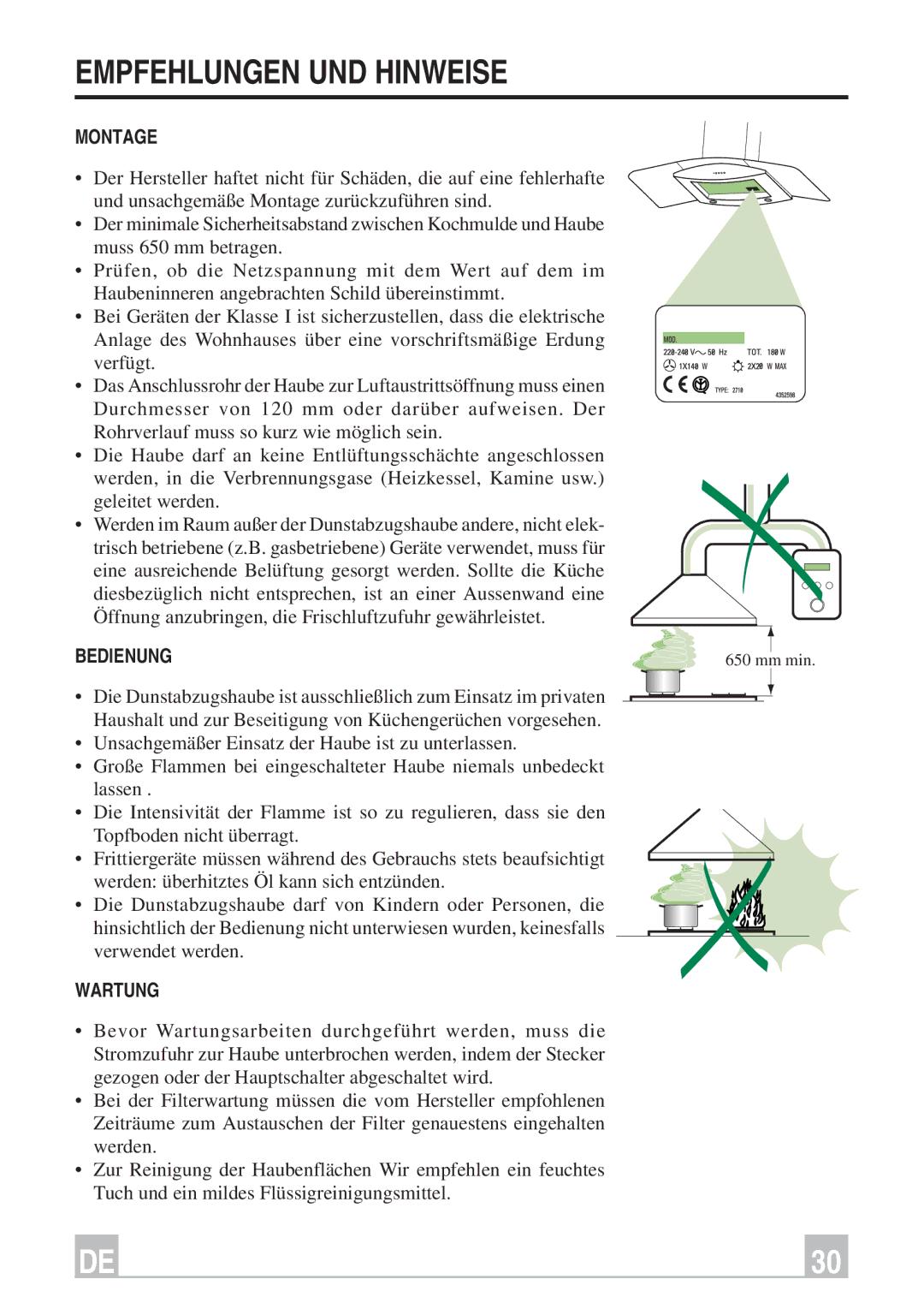 Smeg KSEV96X instruction manual Empfehlungen UND Hinweise, Montage, Bedienung, Wartung 