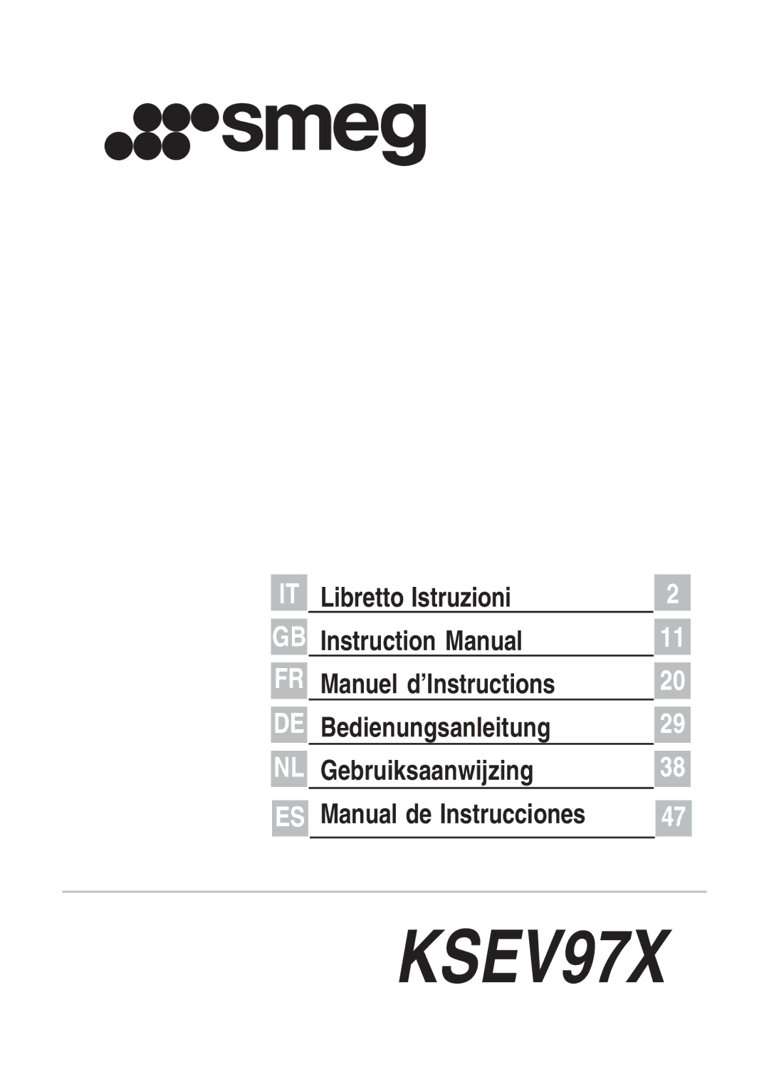 Smeg KSEV97X instruction manual 