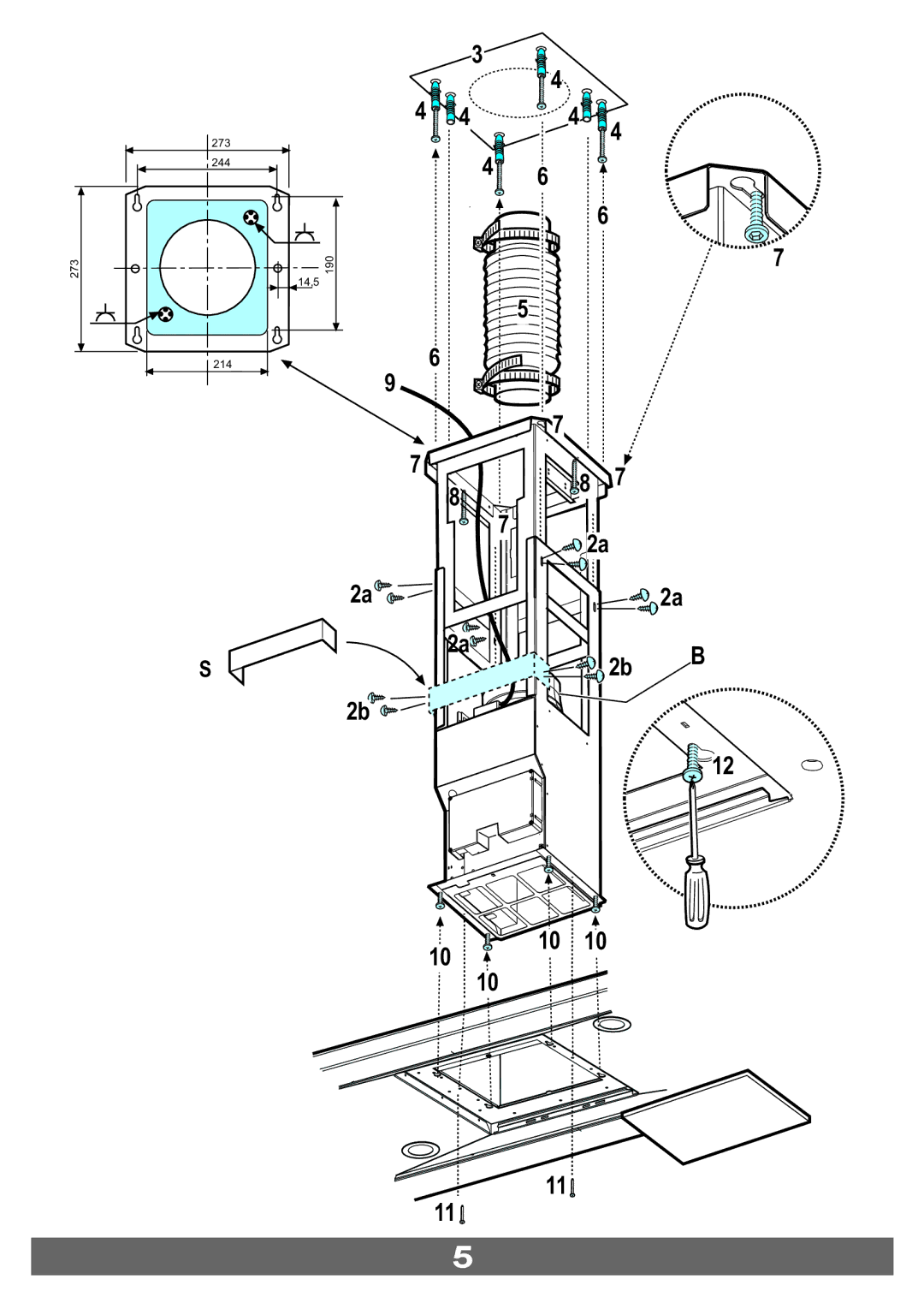 Smeg KSIV960X1 manual 273 244 214 190 14,5 