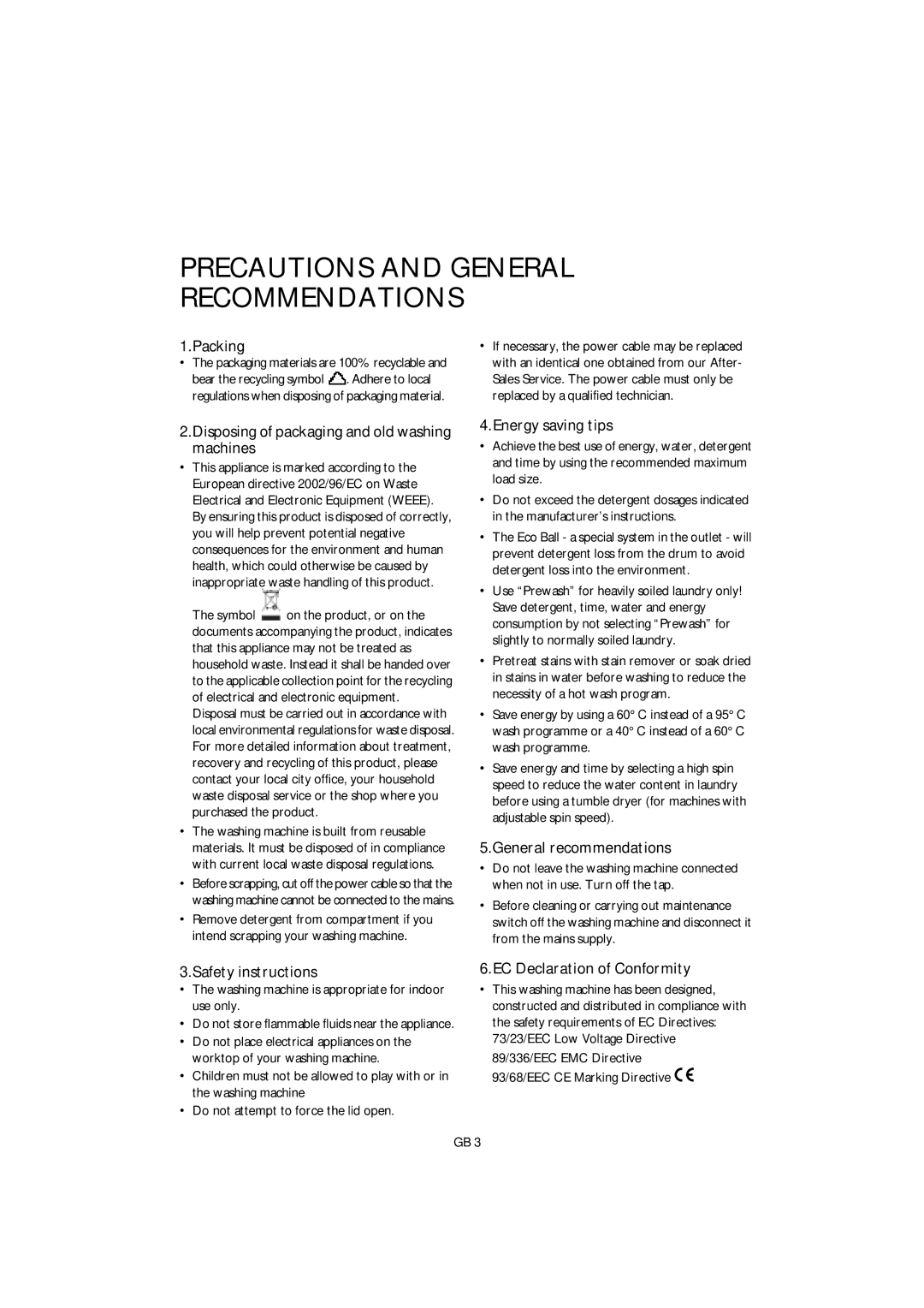 Smeg KTL6 manual Precautions and General Recommendations 