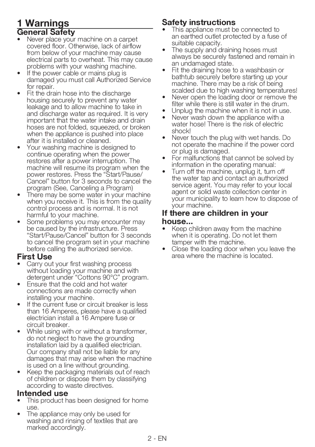 Smeg LBS 126 manual General Safety, First Use, Intended use, Safety instructions, If there are children in your House 