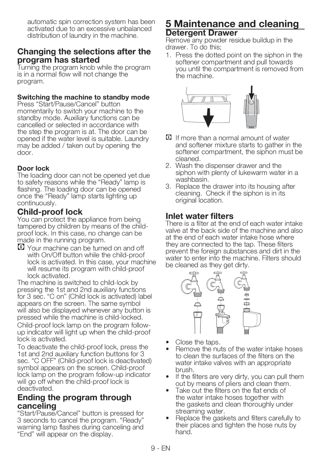 Smeg LBS107-9, LBS-27-9 manual Maintenance and cleaning 