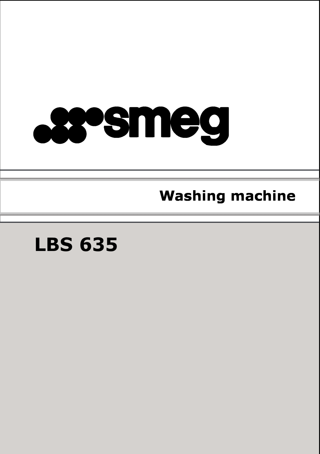 Smeg LBS 635 manual Washing machine 