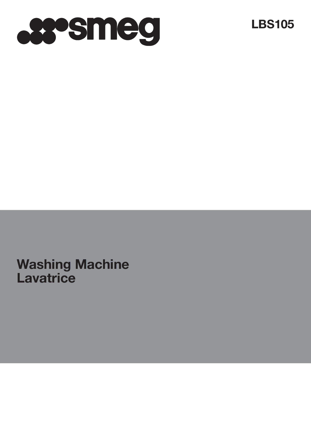 Smeg LBS105 manual Washing Machine Lavatrice 