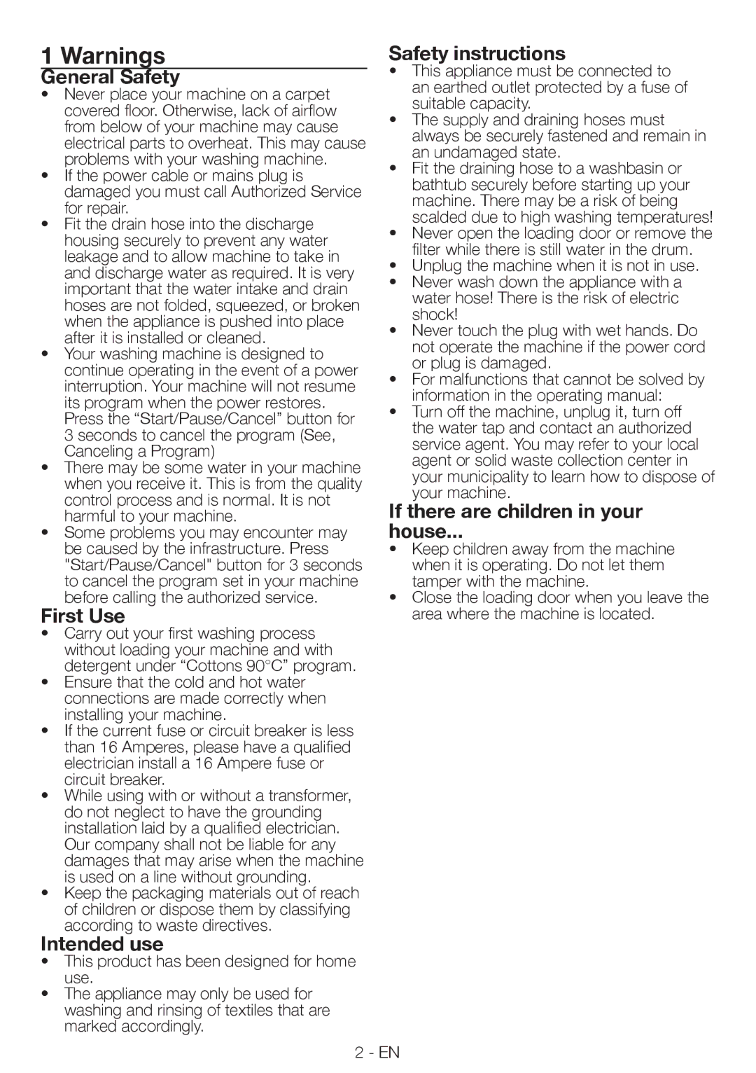 Smeg LBS105 manual General Safety, First Use, Intended use, Safety instructions, If there are children in your House 