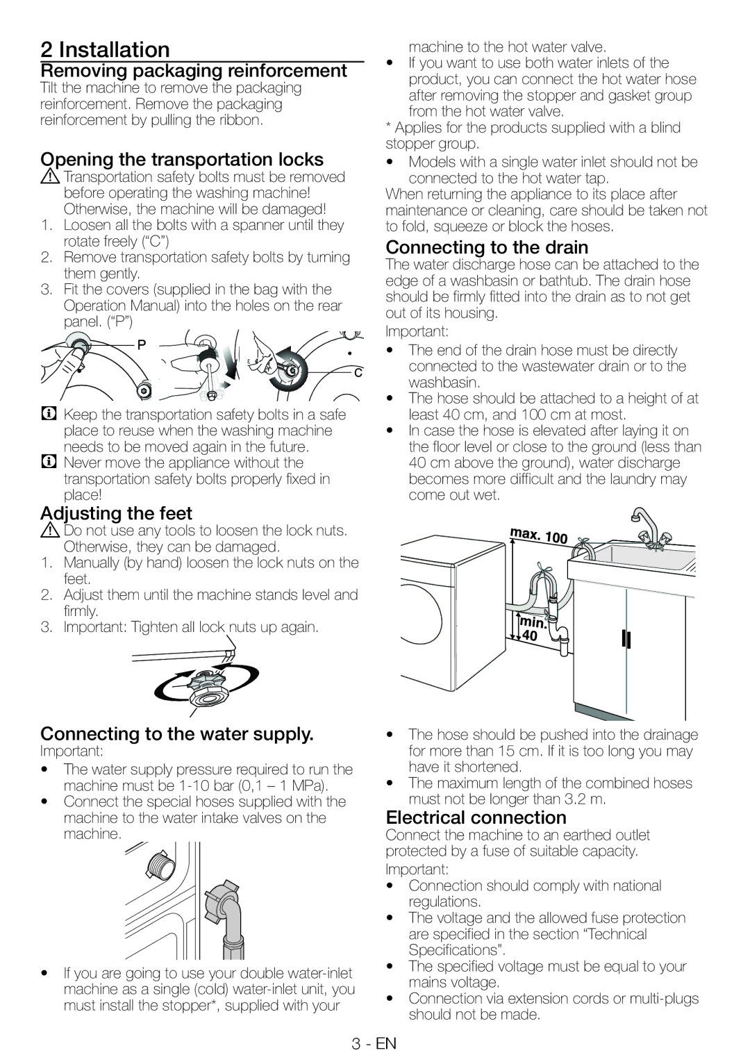 Smeg LBS126F manual Installation 