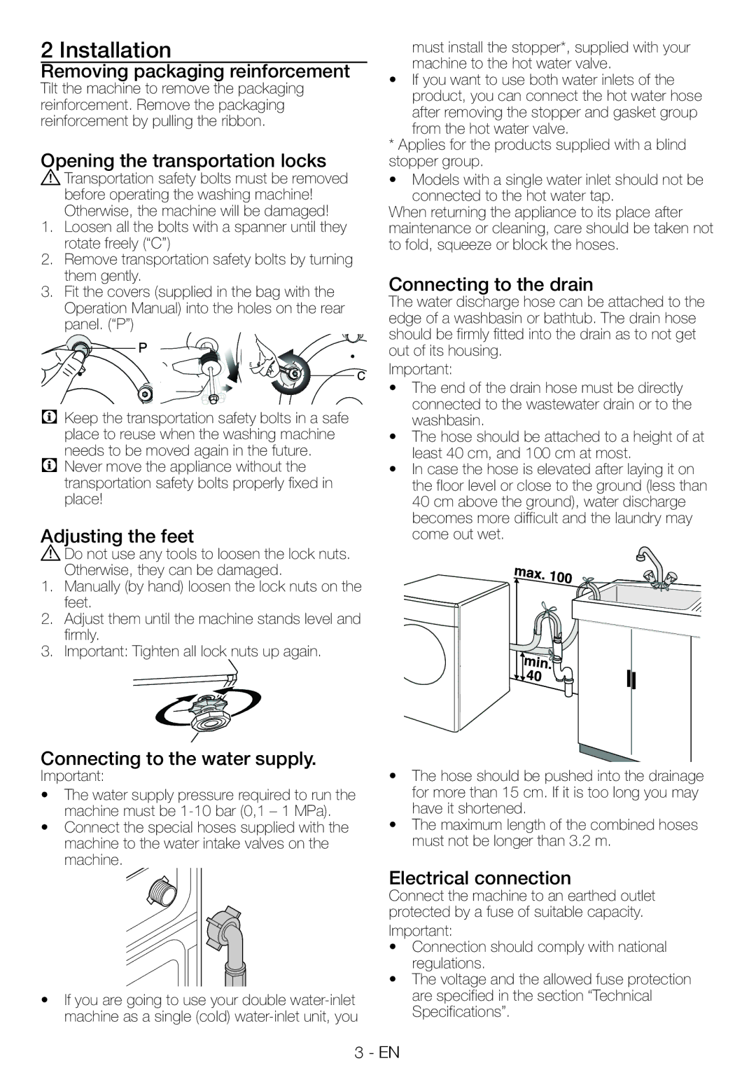 Smeg LBS108F, LBS128F manual Installation 