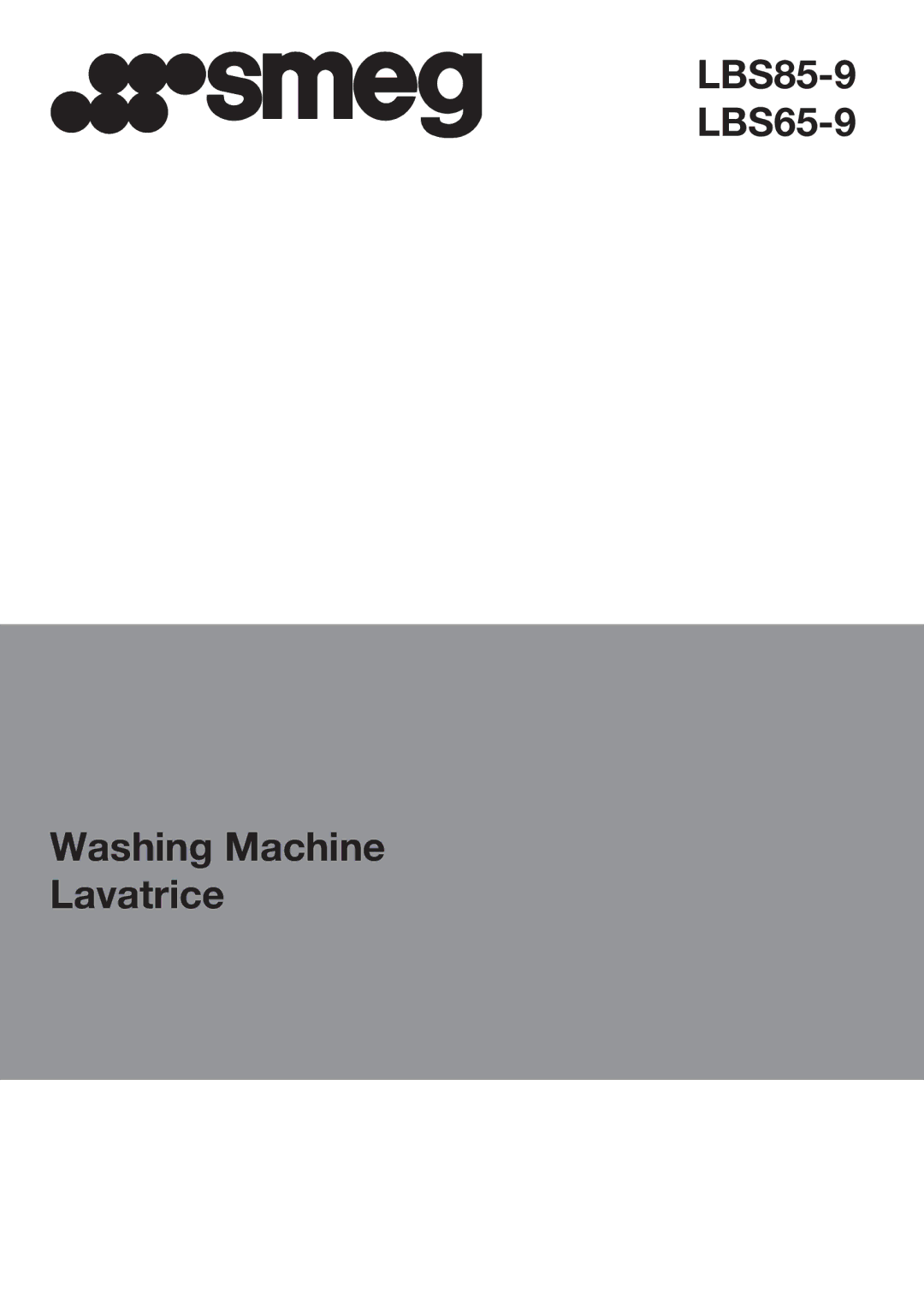 Smeg manual LBS85-9 LBS65-9 Washing Machine Lavatrice 