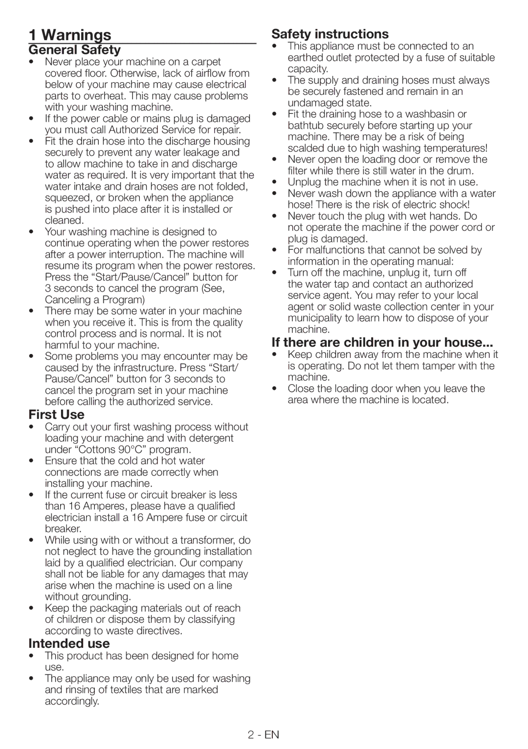 Smeg LBS86F manual General Safety, First Use, Intended use, Safety instructions, If there are children in your house 