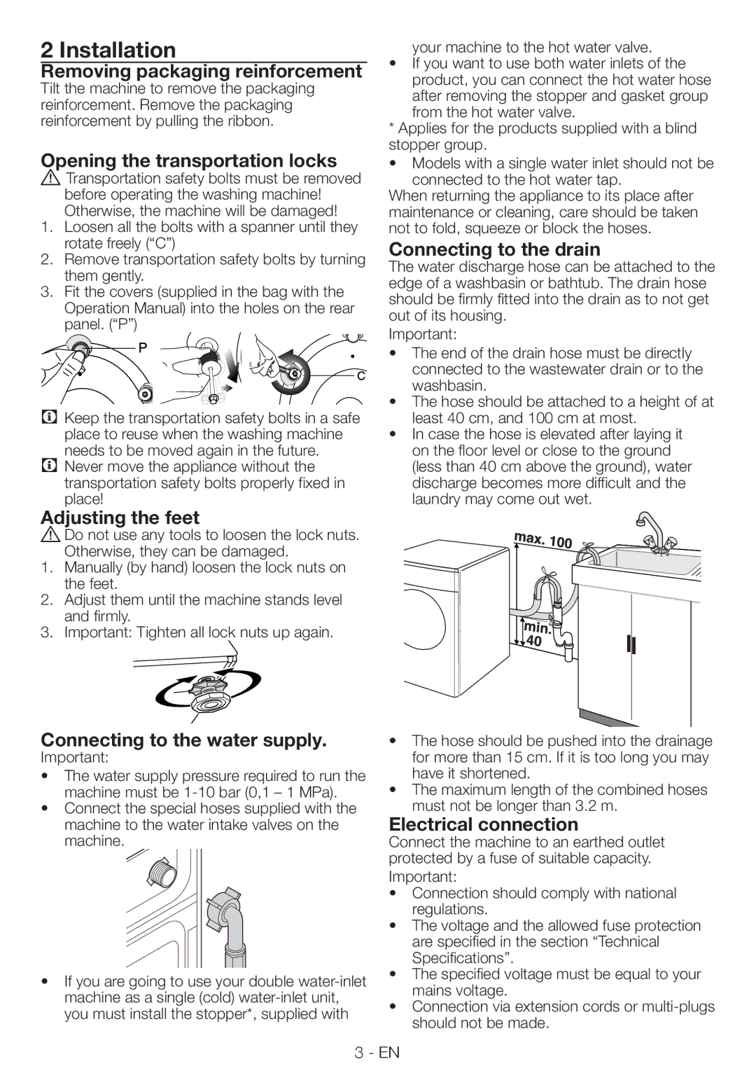 Smeg LBS86F manual Installation 