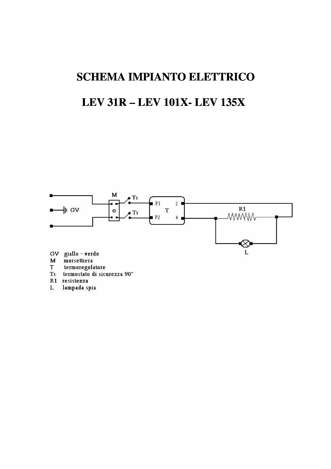 Smeg LEV 135X manual Schema Impianto Elettrico, LEV 31R - LEV 101X- LEV 