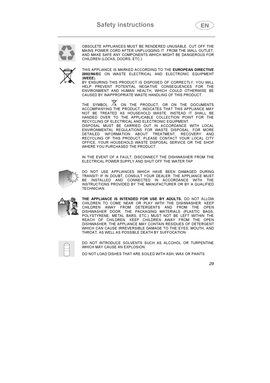 Smeg LF-453IT, LFU-453IT instruction manual Safety instructions 