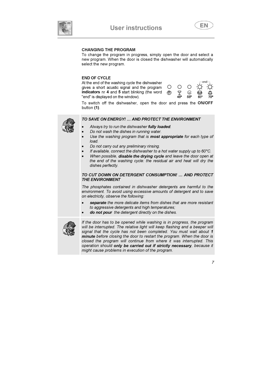 Smeg LFU-453IT, LF-453IT instruction manual Changing the Program, END of Cycle 