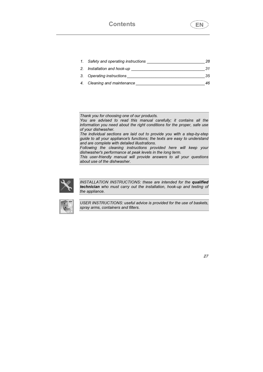 Smeg LS4647XH7 instruction manual Contents 