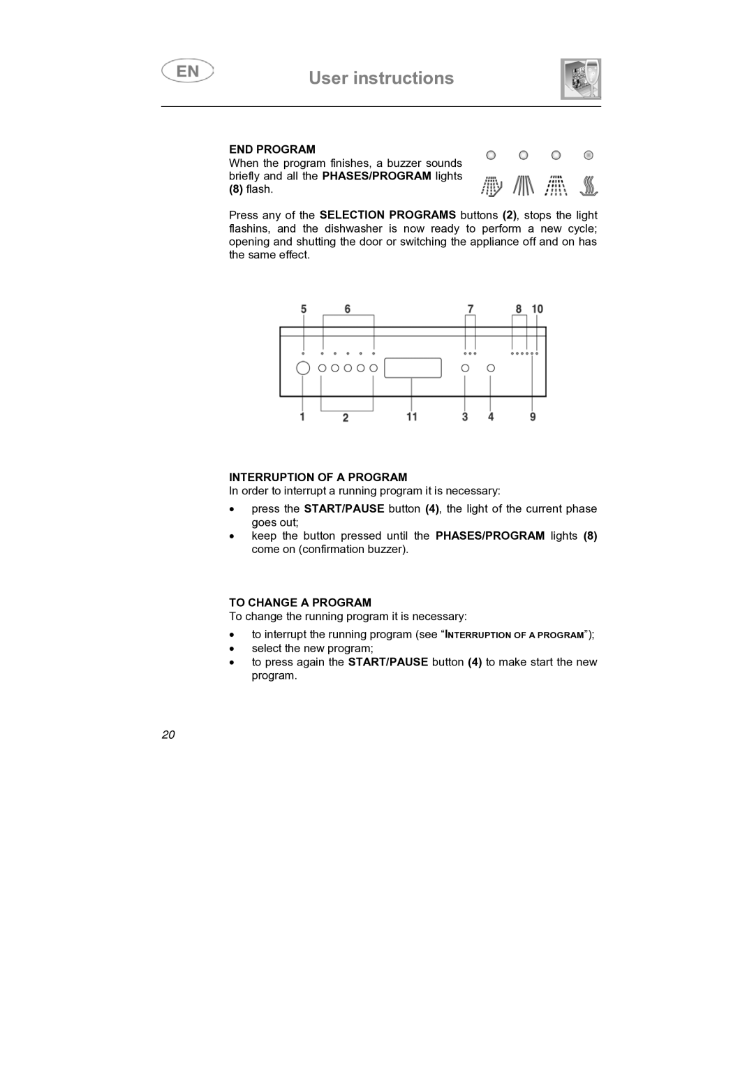 Smeg LS4647XH7 instruction manual END Program, Interruption of a Program, To Change a Program 