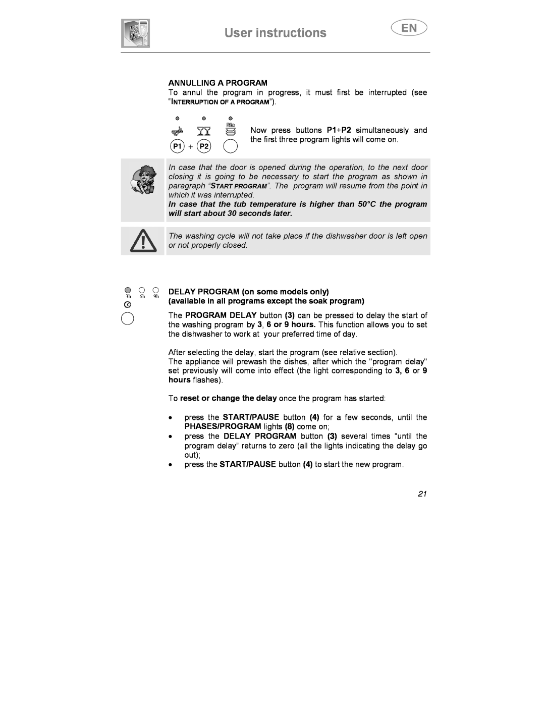 Smeg LS4647XH7 instruction manual User instructions, Annulling A Program 