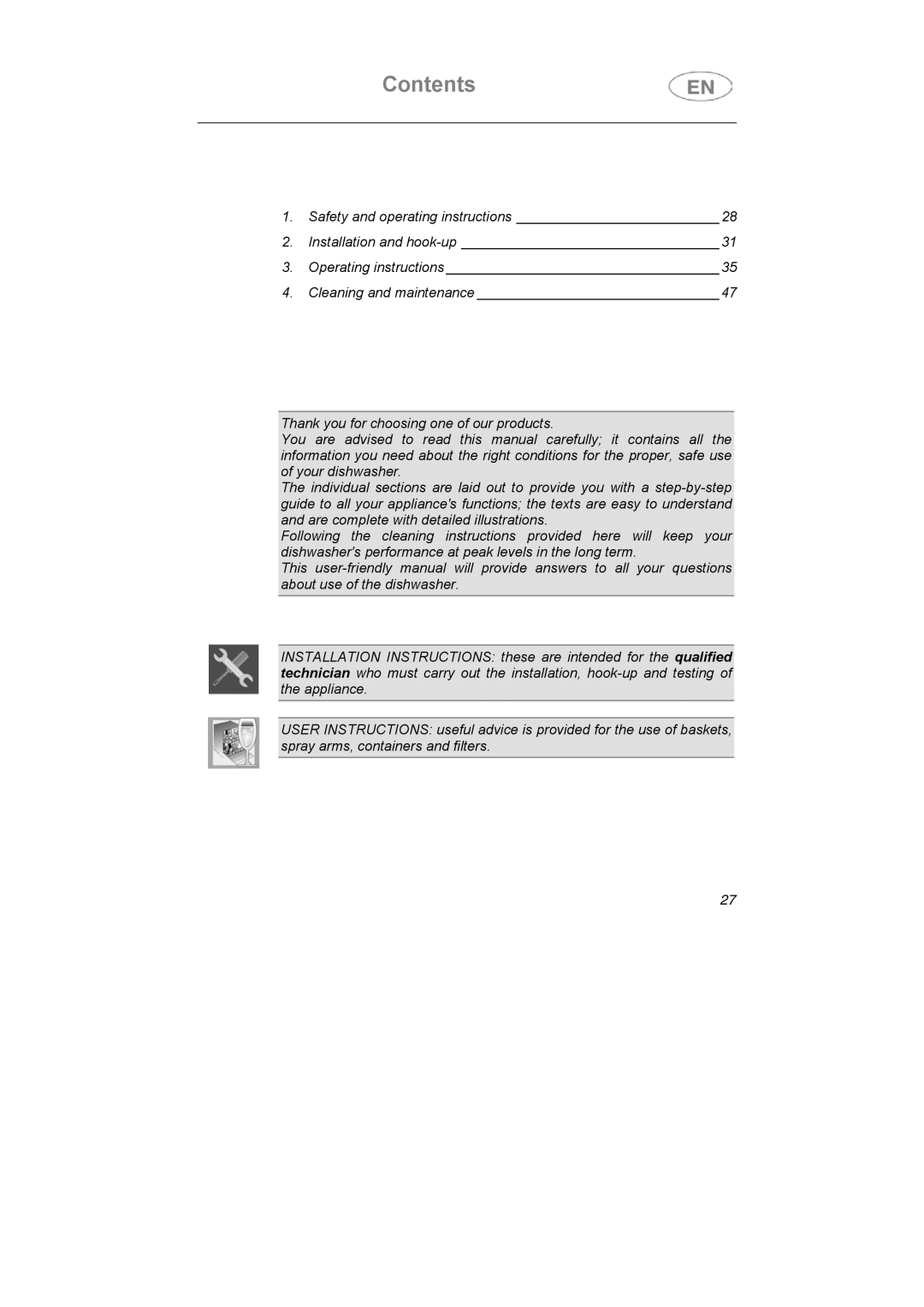 Smeg LS6147XH7 instruction manual Contents 