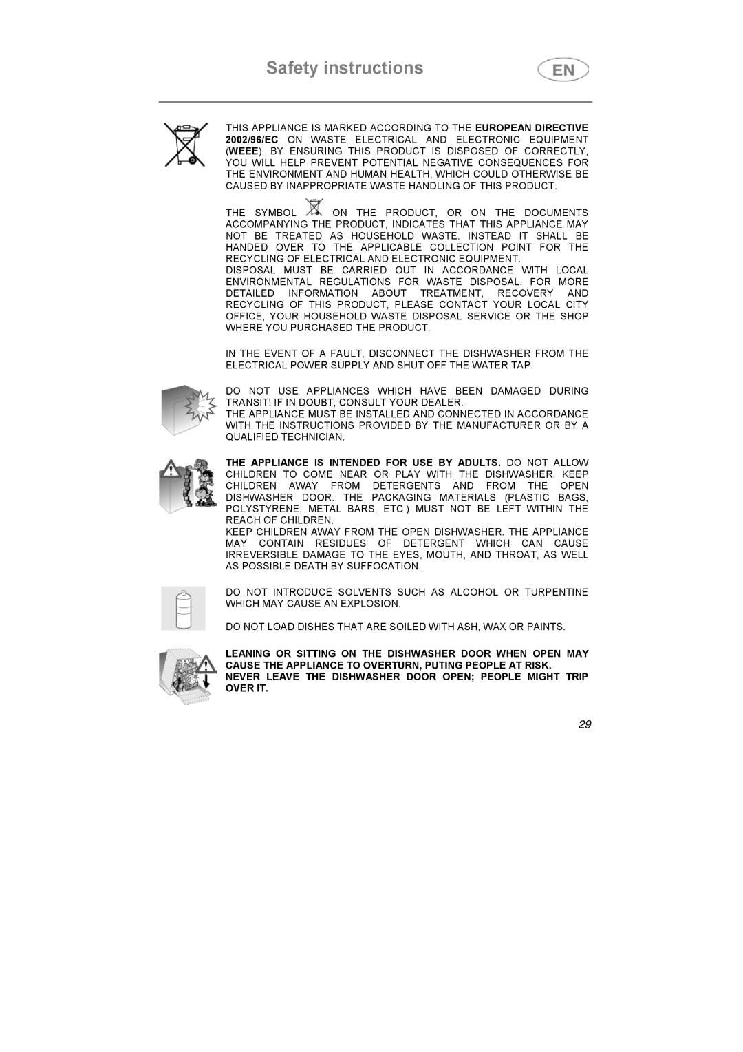 Smeg LS6147XH7 instruction manual Safety instructions 