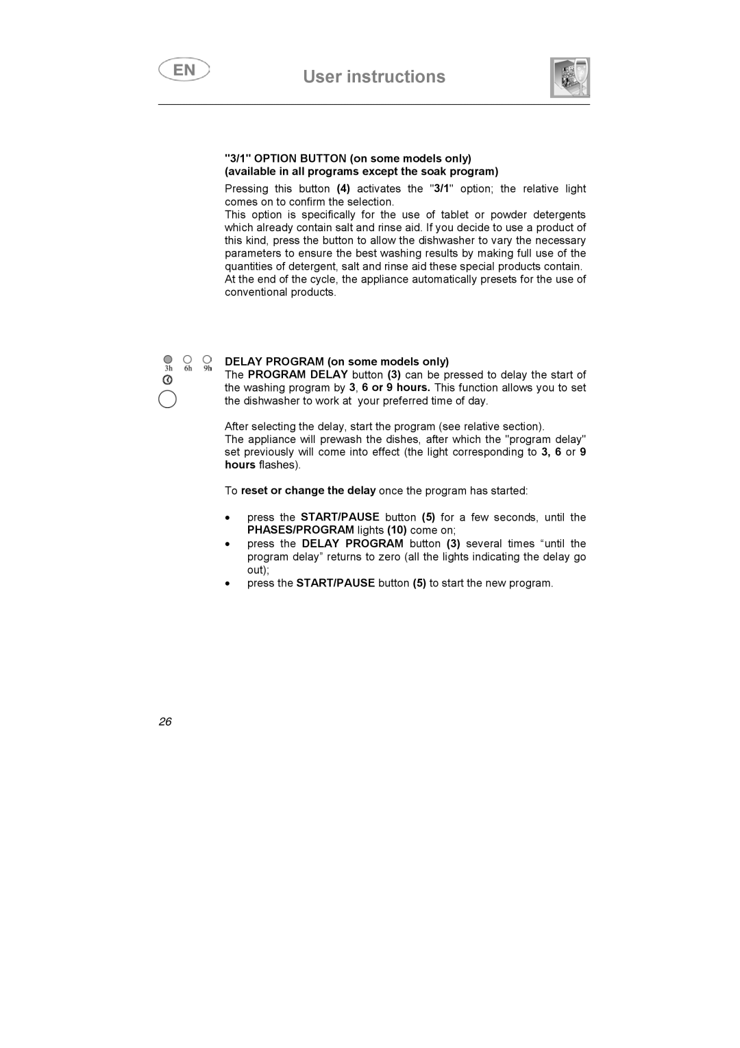 Smeg LSA6047X instruction manual Delay Program on some models only 