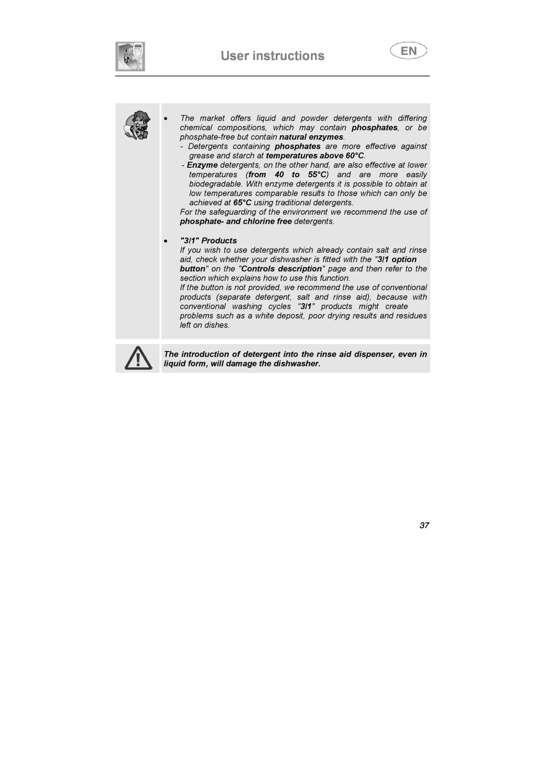 Smeg LSA6047X instruction manual 3/1 Products, User instructions 