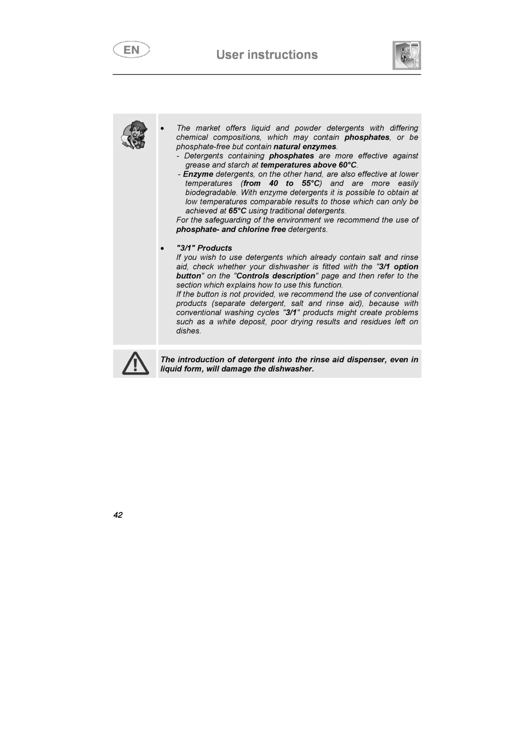 Smeg LSA6051B instruction manual 3/1 Products, User instructions 