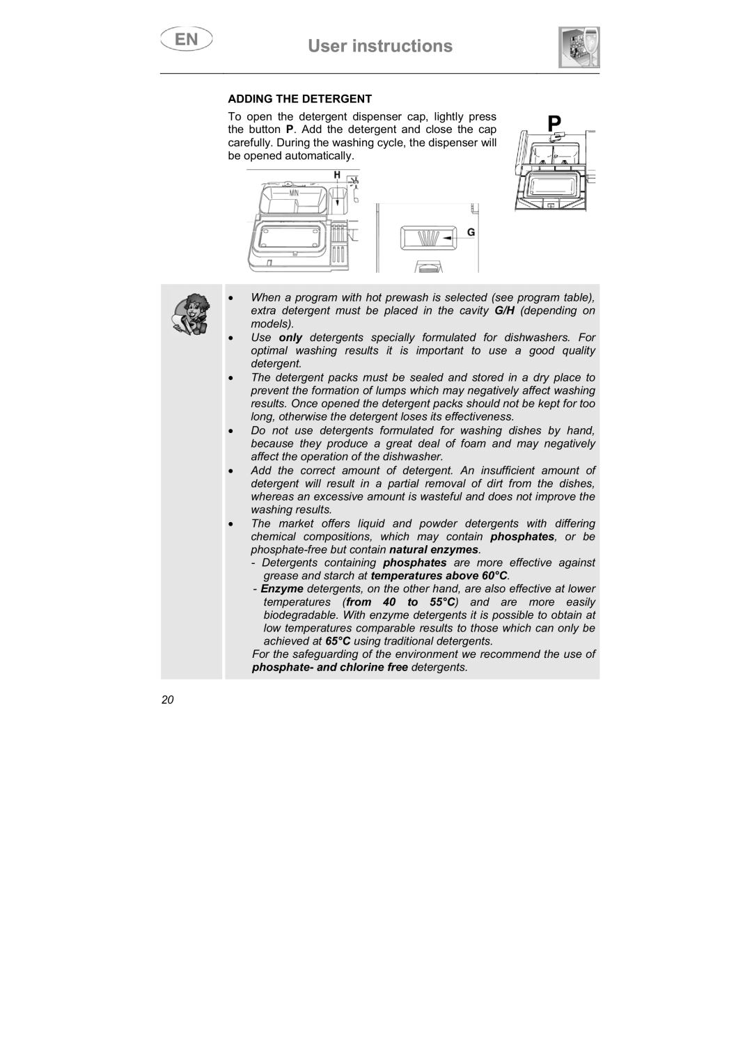 Smeg LSPX1253 manual Adding the Detergent 