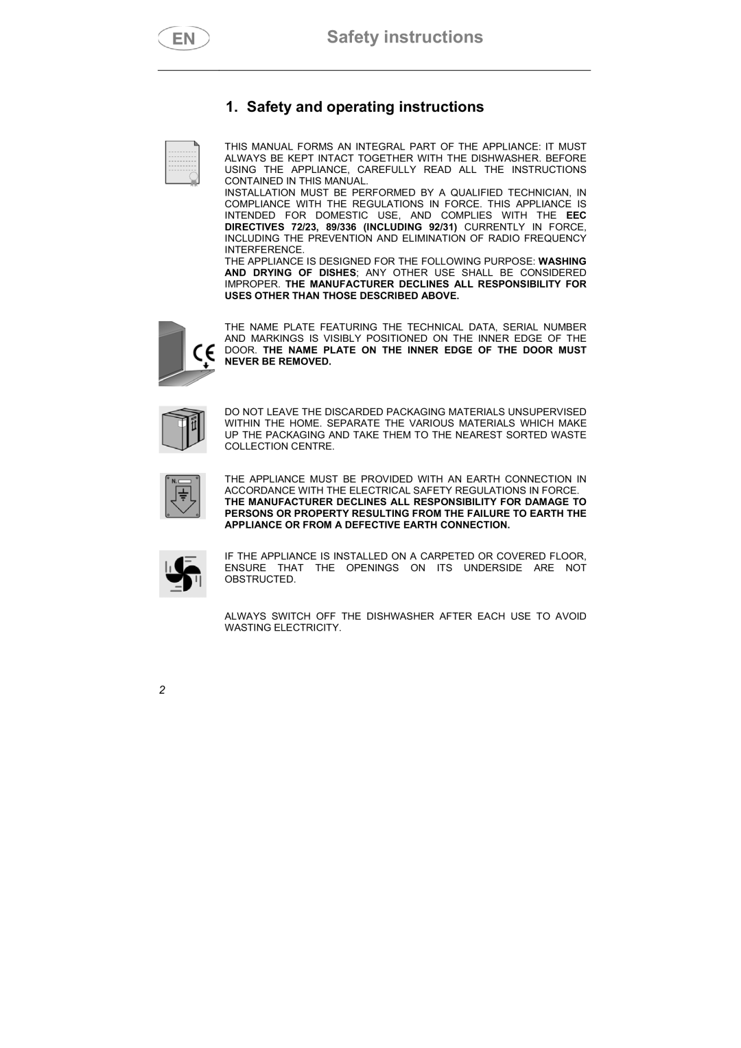 Smeg LSPX1253 manual Safety instructions, Safety and operating instructions 