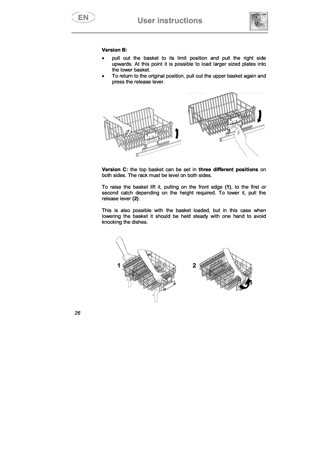 Smeg LSPX1253 manual User instructions, Version B 