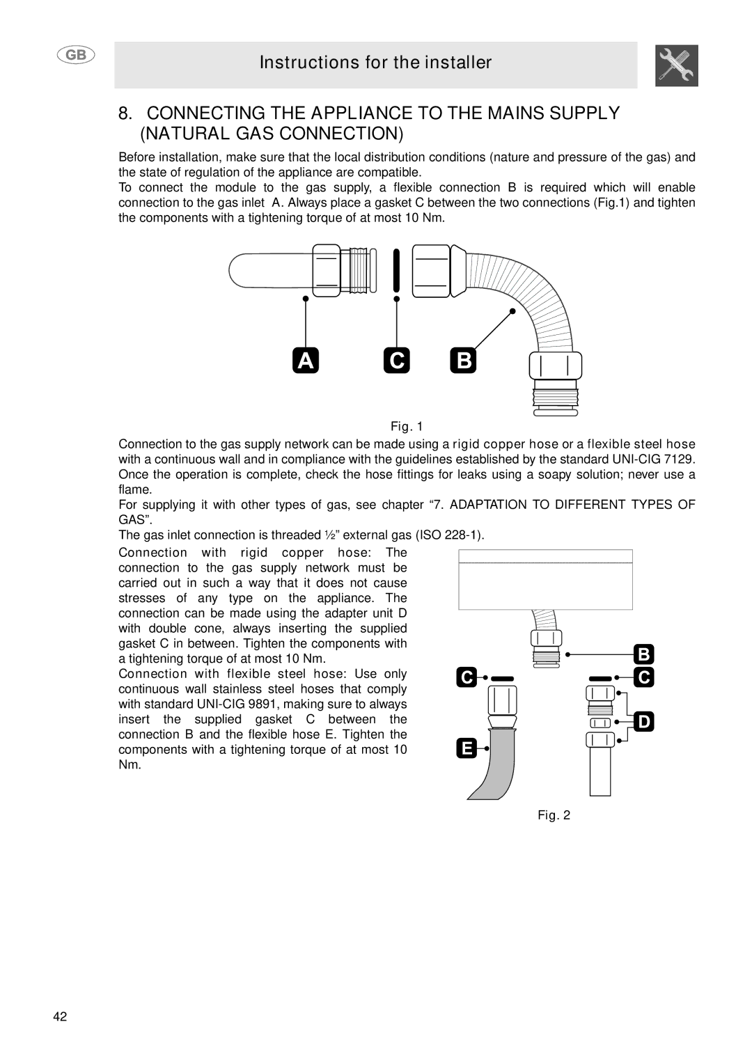 Smeg MC30RA manual Instructions for the installer 