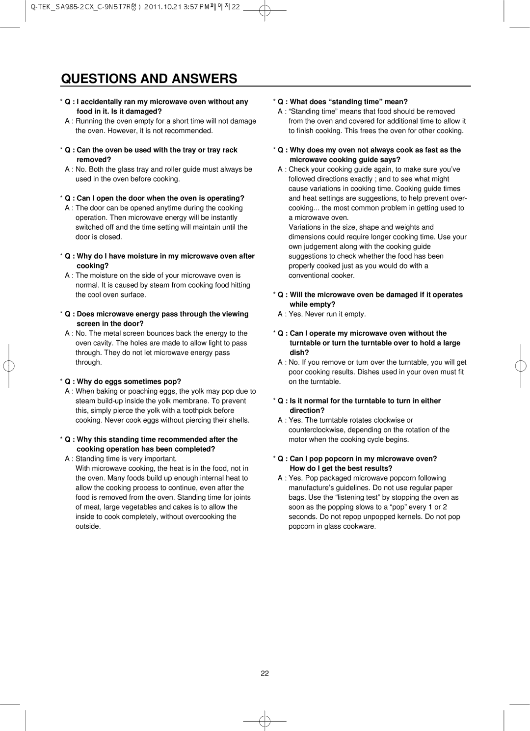 Smeg SA985-2CX, Microwave Convection/Grill Oven owner manual Questions and Answers 