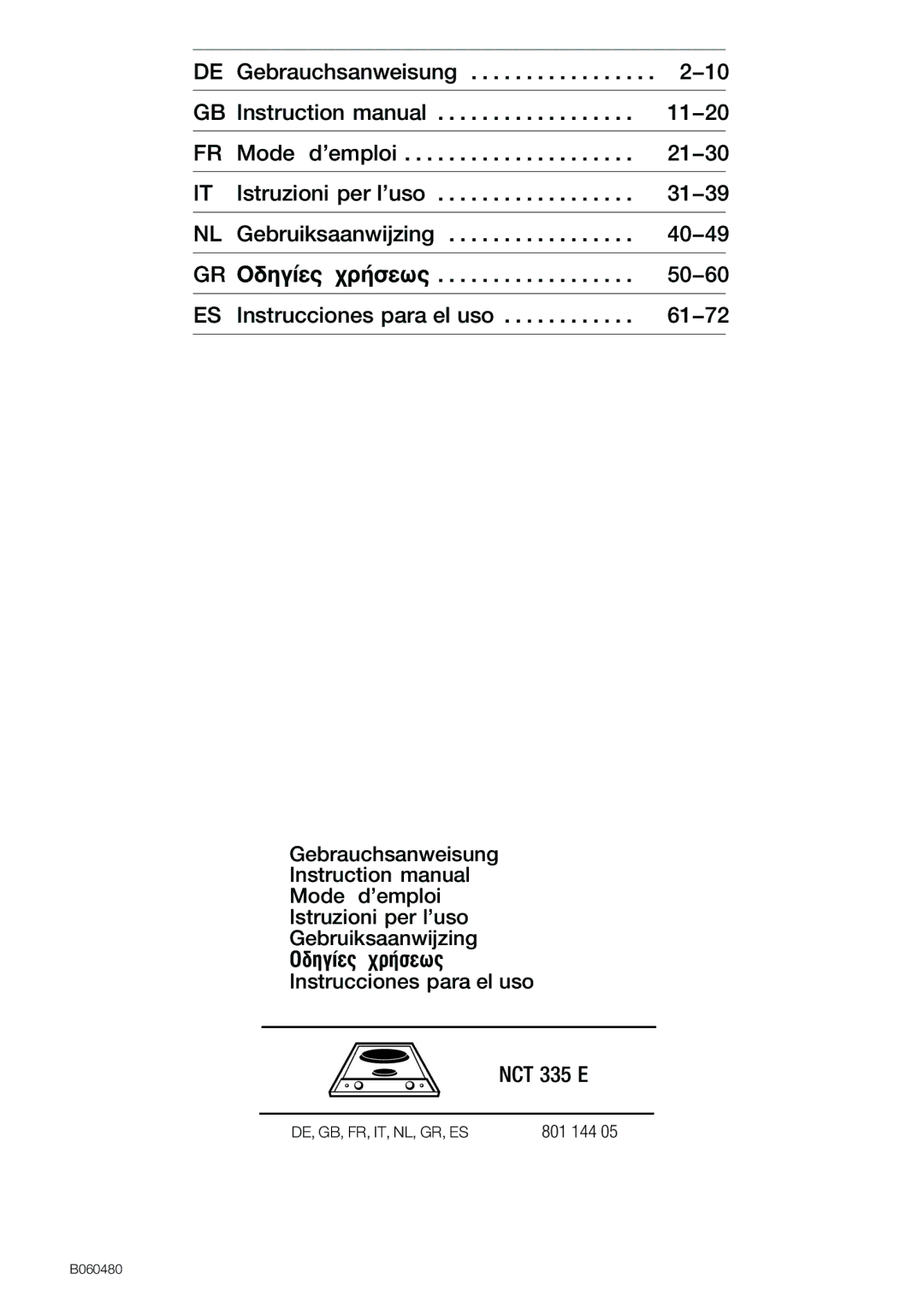 Smeg NCT 335 E instruction manual 11-20 