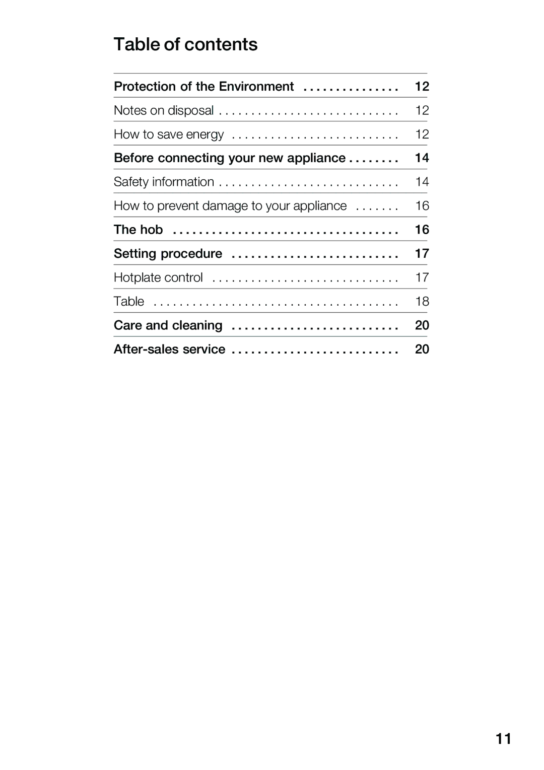 Smeg NCT 335 E instruction manual Table of contents 