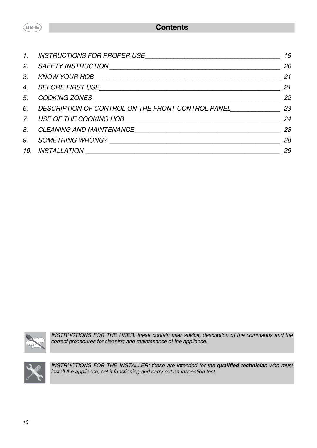 Smeg P652, P662-1, P662B-1 manual Contents 