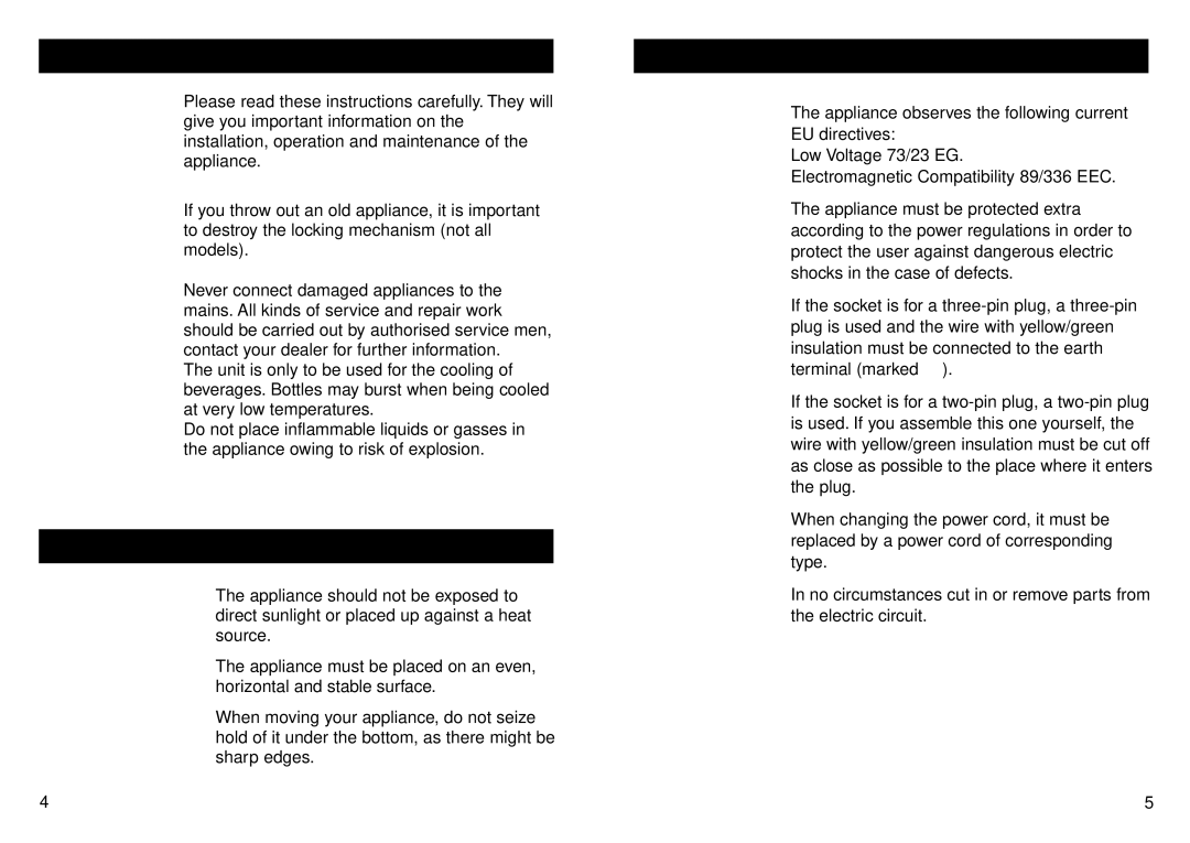 Smeg PC45X user manual Before using the appliance, Placing, Electrical connection 