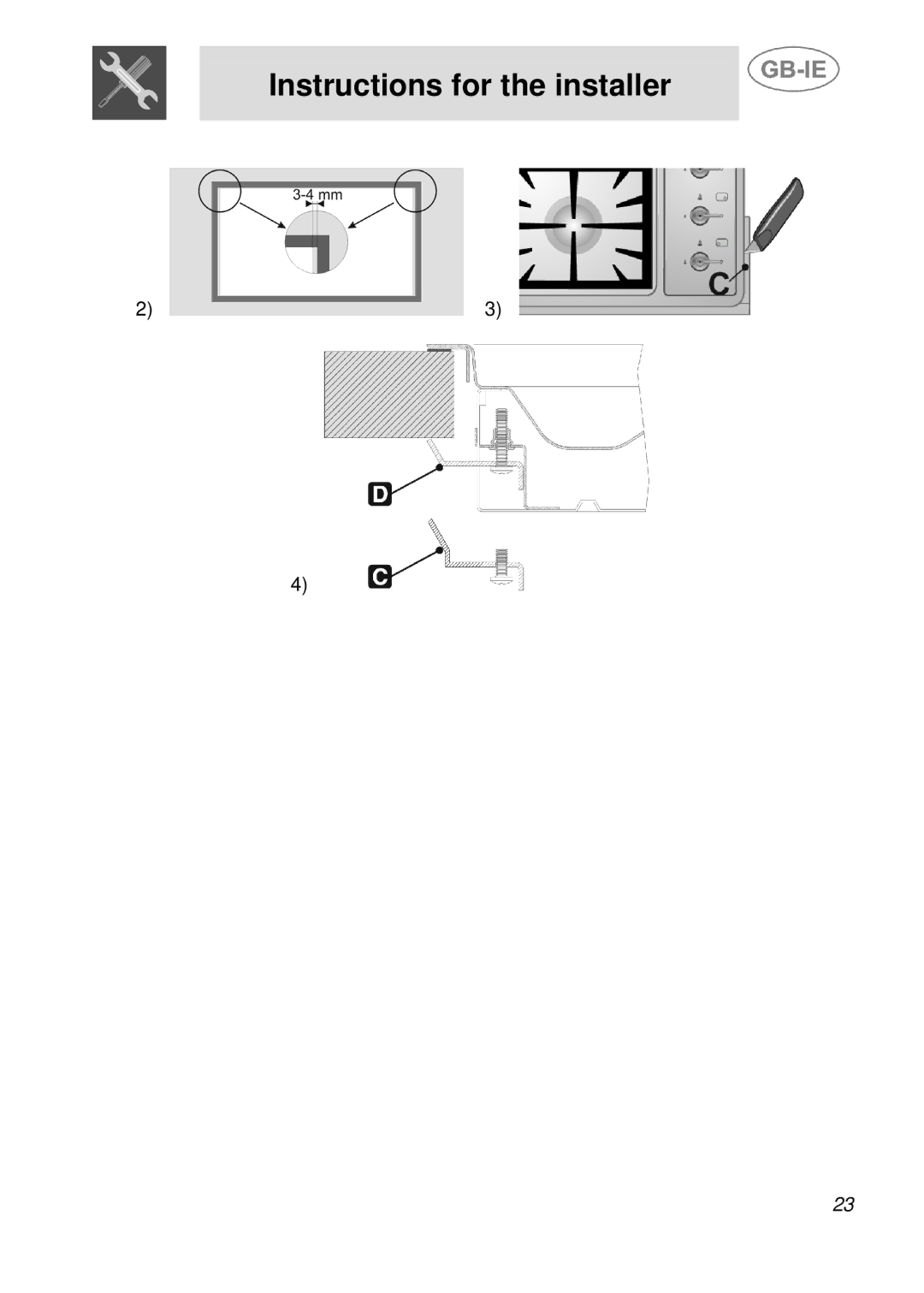 Smeg PGF95BE-1, PGF95-1, PGF95F-1 manual Instructions for the installer 