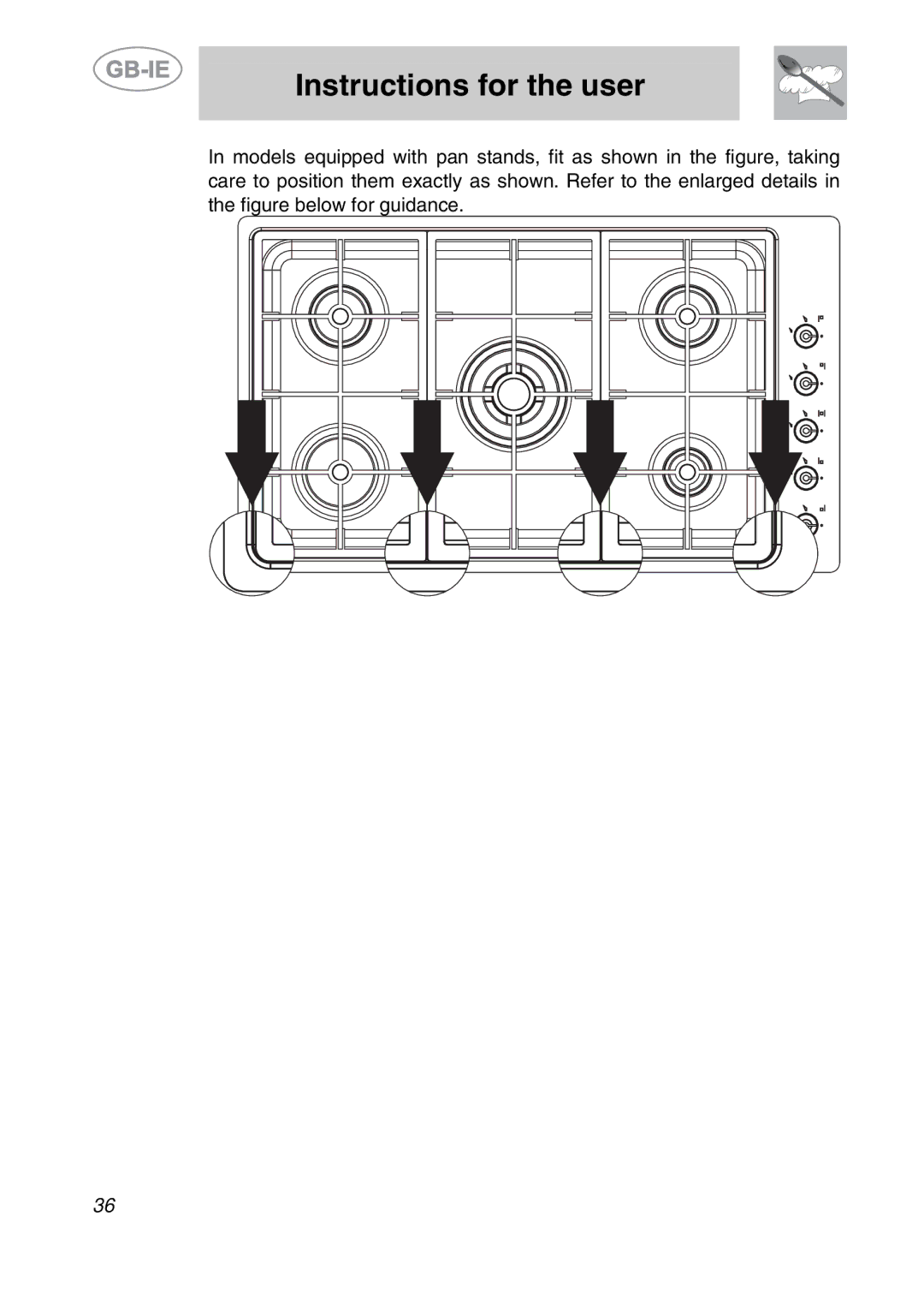 Smeg PGF95-2, PGF95BE-2 manual Instructions for the user 