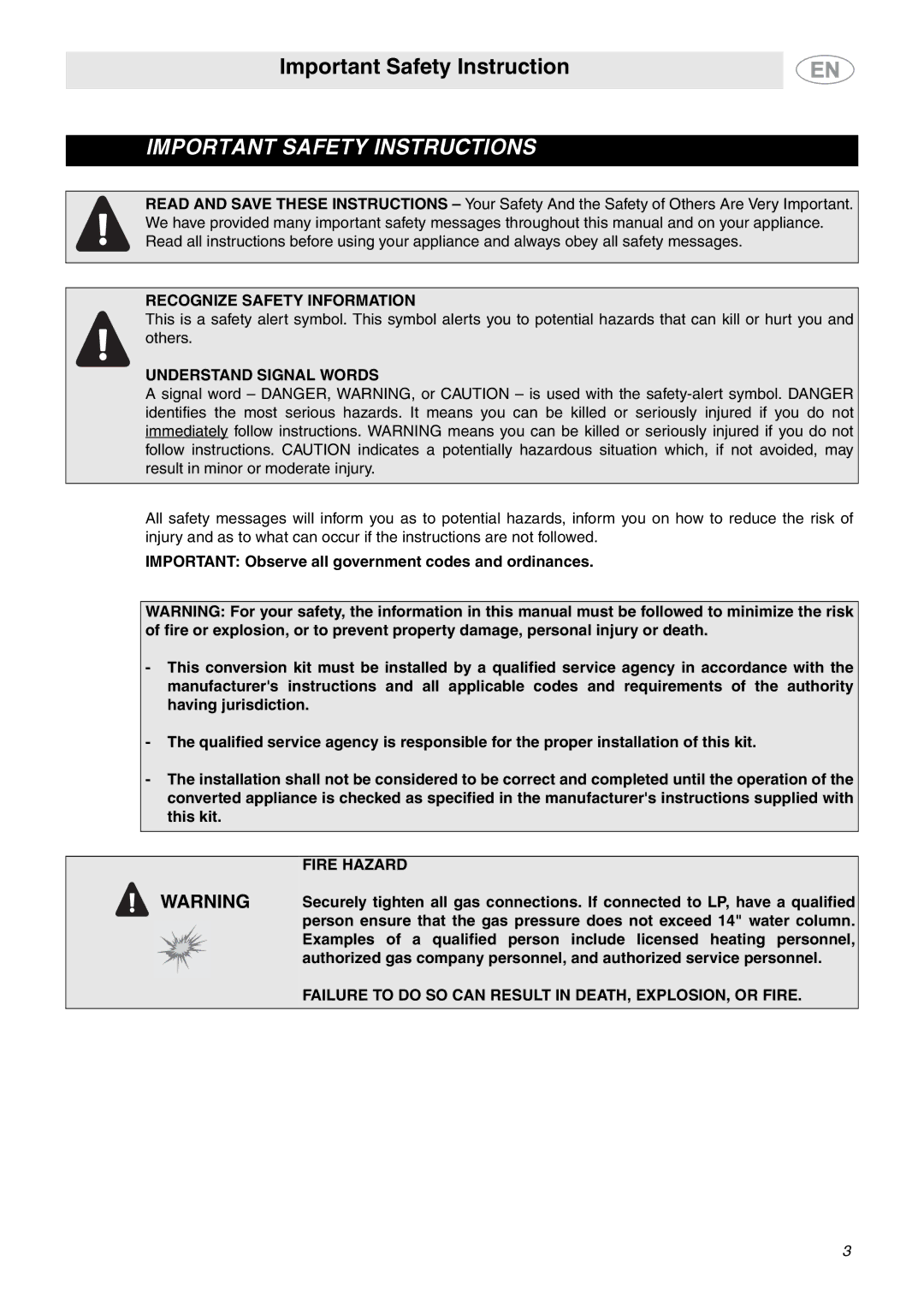 Smeg PGF95SCU3 important safety instructions Recognize Safety Information, Understand Signal Words 