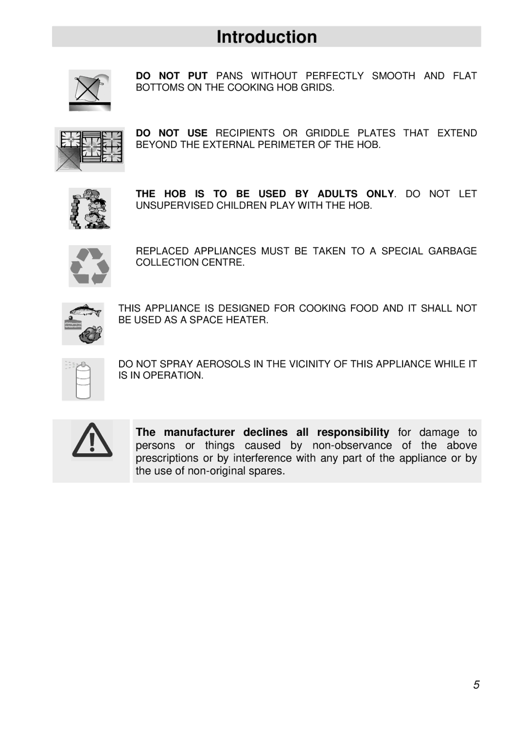 Smeg PGFA95F-1 manual Introduction 