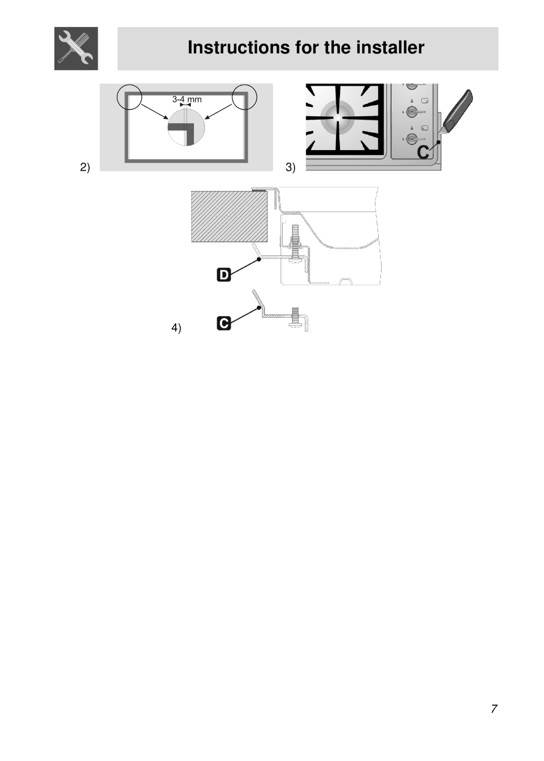 Smeg PGFA95F-1 manual Instructions for the installer 