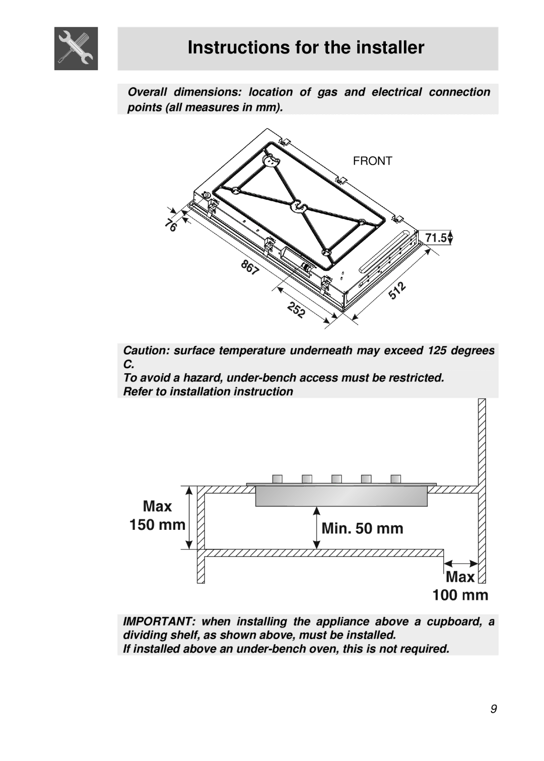 Smeg PGFA95F-1 manual Front 