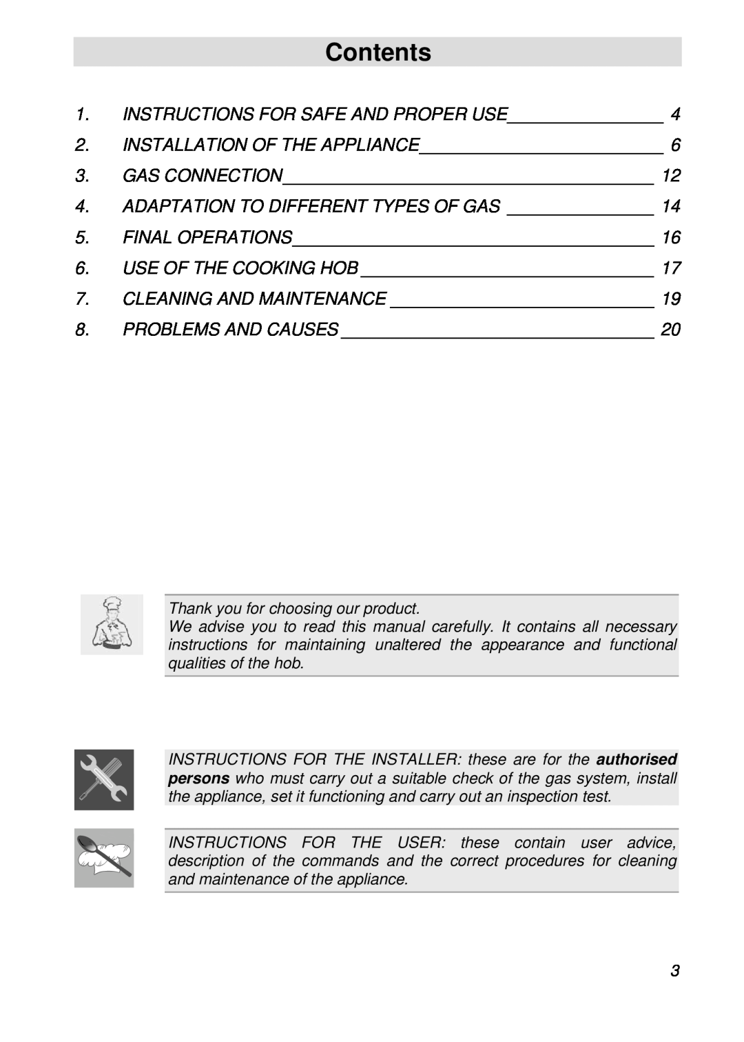 Smeg PGFA95F-1 manual Contents 