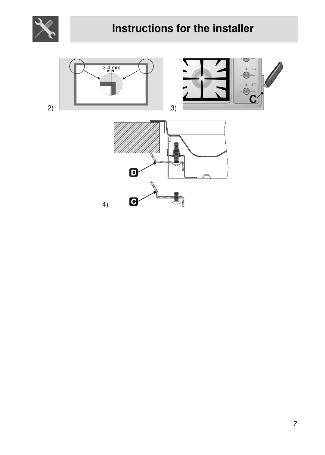 Smeg PGFA95F manual Instructions for the installer 