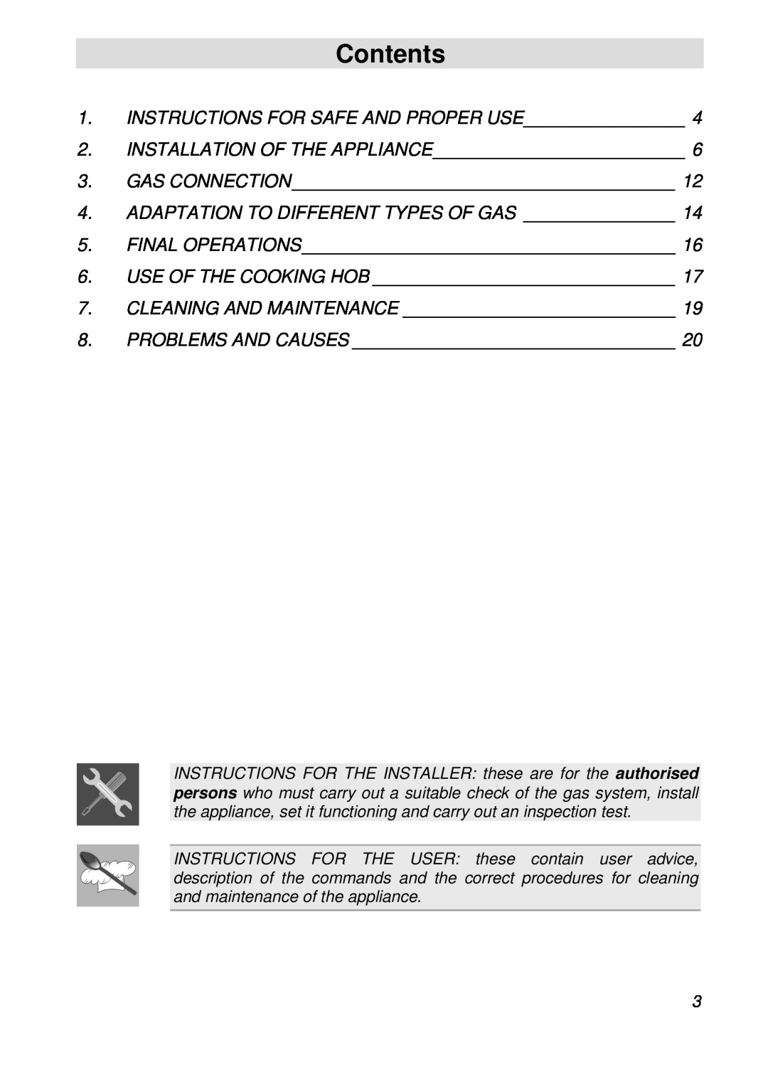 Smeg PGFA95F manual Contents 