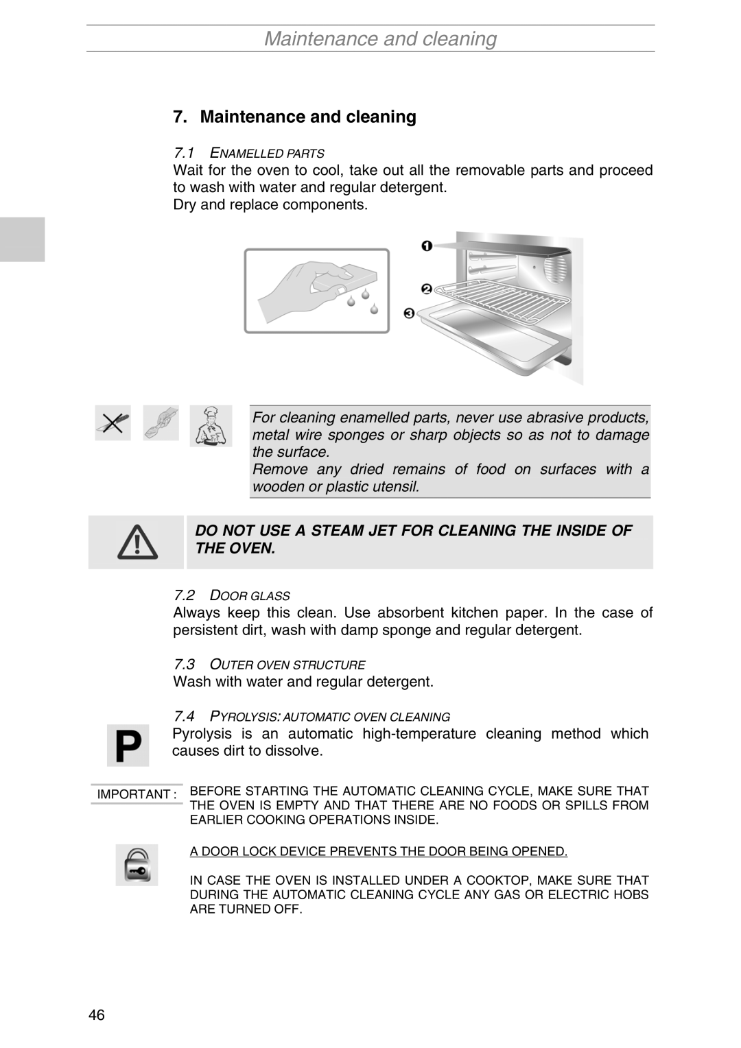 Smeg PIRO10NE manual Maintenance and cleaning 