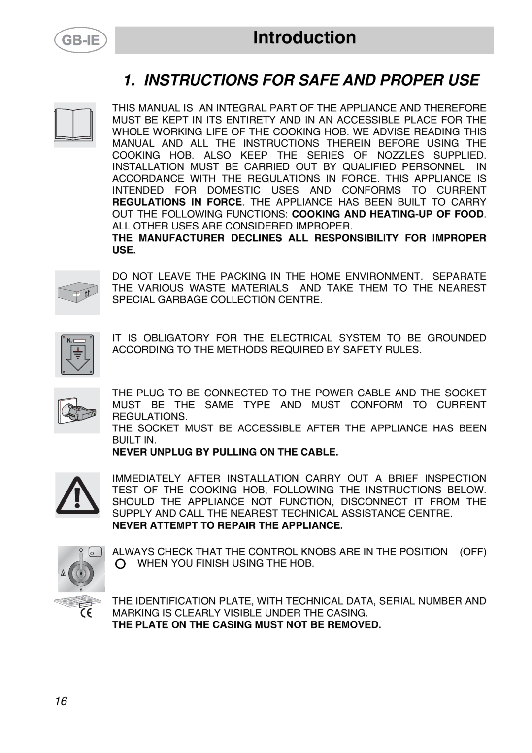 Smeg PS9R-3 manual Introduction, Instructions for Safe and Proper USE 