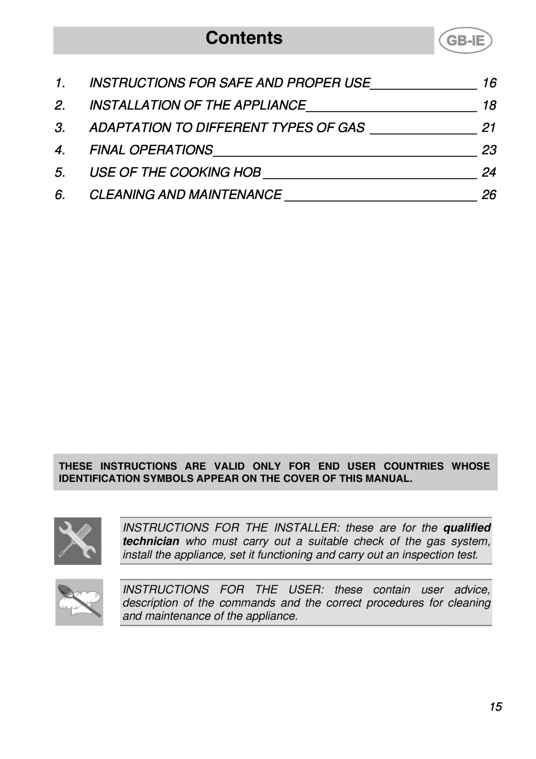 Smeg PS9R-3 manual Contents, Instructions For Safe And Proper Use, Installation Of The Appliance 