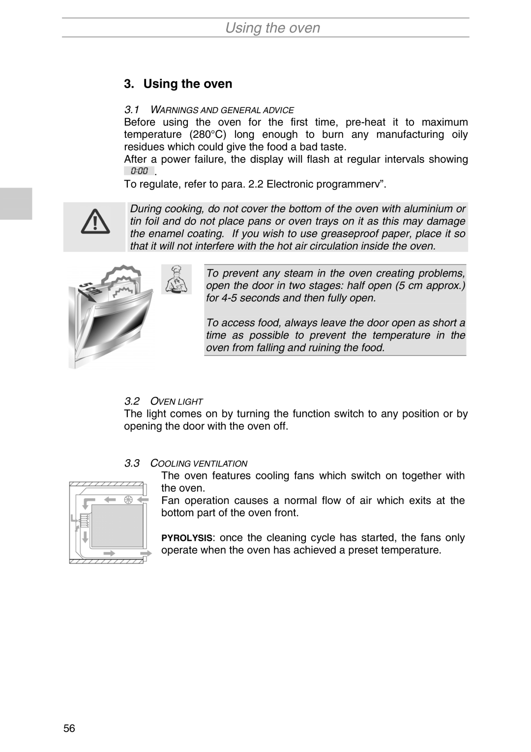 Smeg S1055MF-5, S1055MFX1, S1055MFB1, S1055MF1, S1055MFB5, S1055MFX5 manual Using the oven 